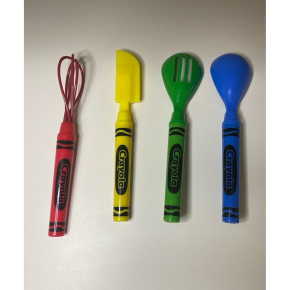 Crayola Crayons Kids Baking Cooking Utensils Spoons Spatula Whisk Binney Smith - Picture 2 of 10